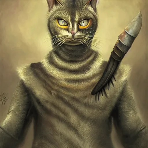 Prompt: epic portrait of a battle Khajit