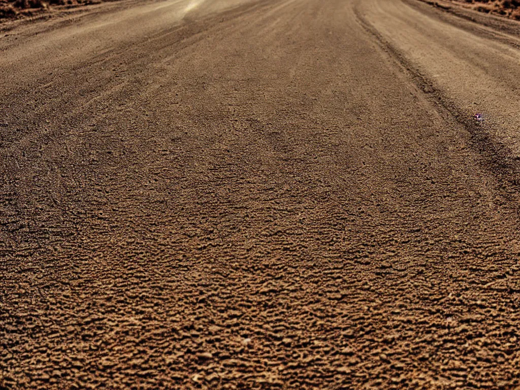 Image similar to a close up of a dirt road, highly textured