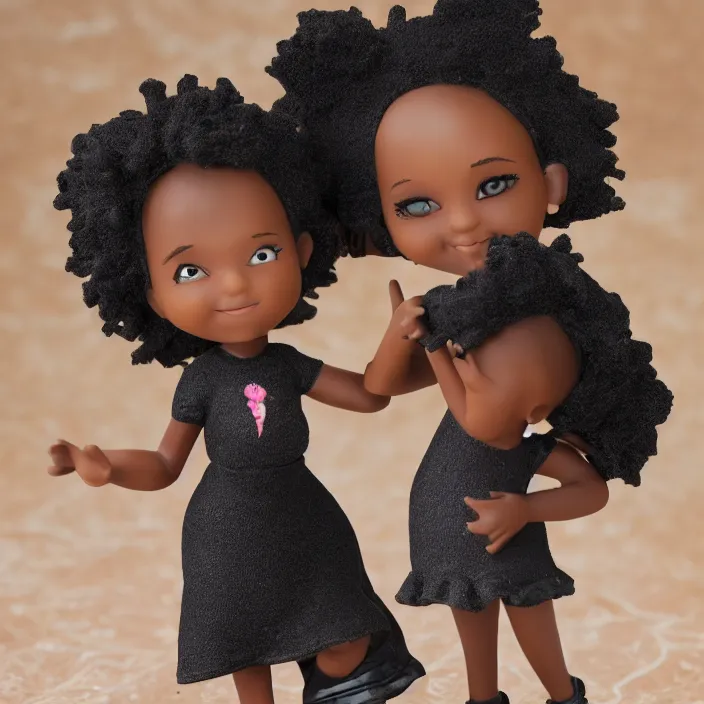 Image similar to black little miss girl, figurine, detailed product photo