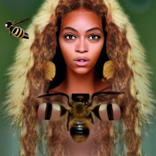 Image similar to bee with human face resembling beyonce