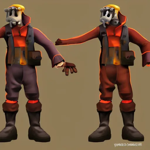 Image similar to character art of the engineer from team fortress 2, video game character art, concept art,