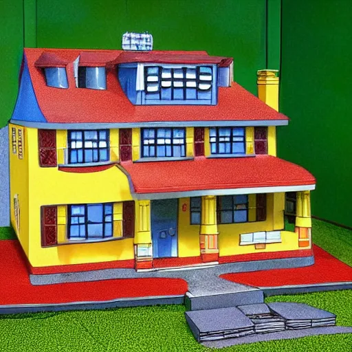 Prompt: Diorama of the house in The Simpsons