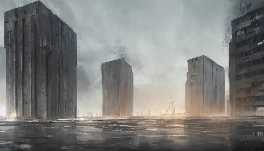 Image similar to big base brutalist sovietic, concept art by jama jurabaev, cinematic shot, trending on artstation, high quality, brush stroke