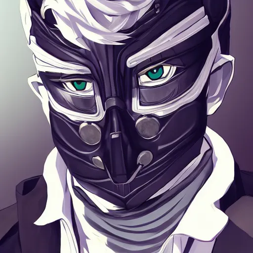 Prompt: detailed guy with mask made in persona style highly detailed high quality, 8k, smooth, art, art, detailed face, sharp focus, beautiful scene, neon,