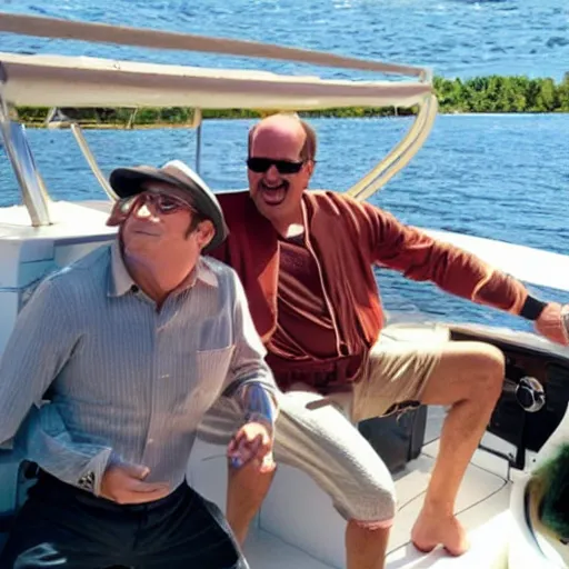 Image similar to character torrente and hamilton on a boat