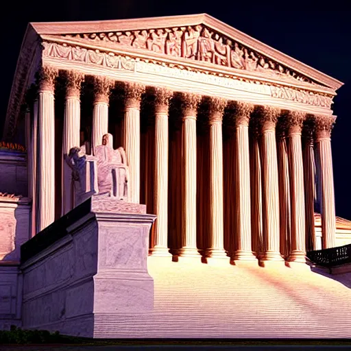 Image similar to Supreme court on fire at night, award winning photo, 8k hyperrealistic