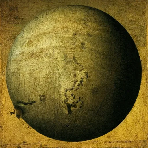 the planet earth by Leonardo Da Vinci, painting | Stable Diffusion