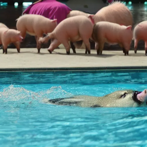 Image similar to pig swimming