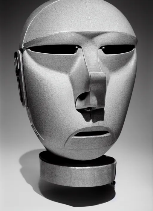 Prompt: a portrait photograph of a robot head designed by Balenciaga, 35mm, pentax, studio