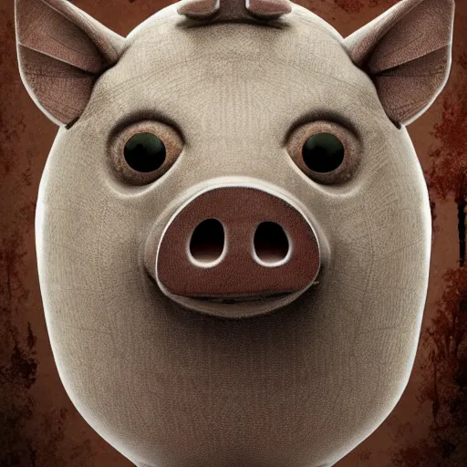 Image similar to anthropomorphic pig from rusty lake : roots ( 2 0 1 6 videogame ), very detailed face