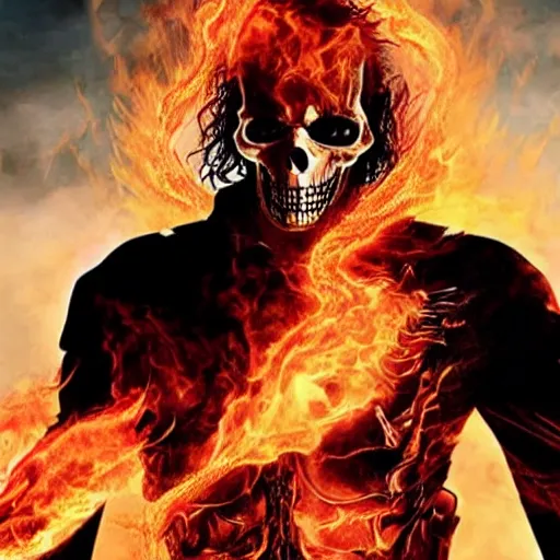 Image similar to Keanu reeves as Ghost rider 4K quality super realistic