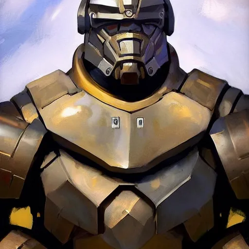 Image similar to greg manchess portrait painting of fully armored bionic the foundation aka dwayne the rock from fortnite as overwatch character, medium shot, asymmetrical, profile picture, organic painting, sunny day, matte painting, bold shapes, hard edges, street art, trending on artstation, by huang guangjian, gil elvgren, ruan jia, greg rutkowski, gaston bussiere