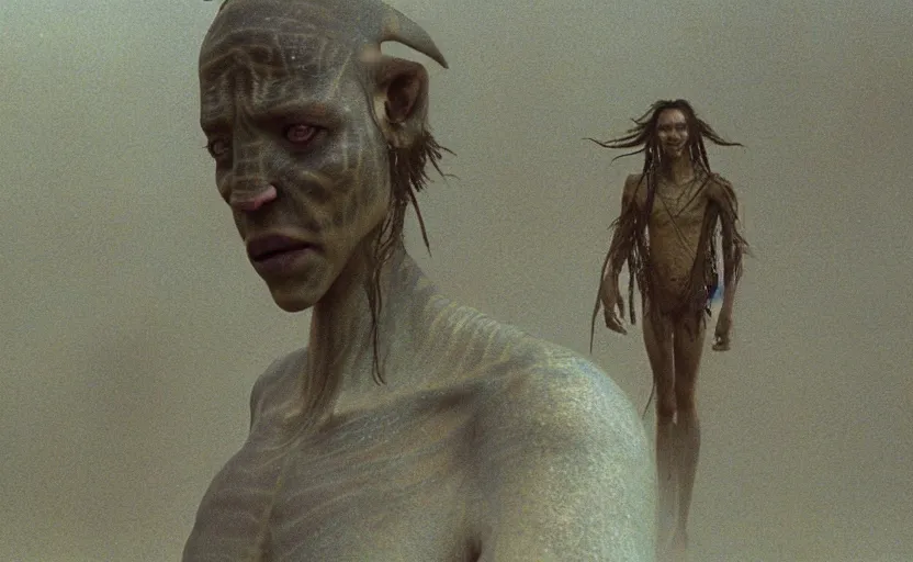 Prompt: film still from the move Avatar by Beksinski