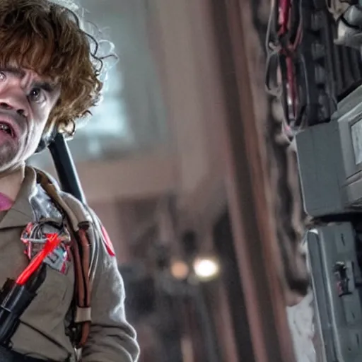 Image similar to stunning awe inspiring peter dinklage as a ghostbuster in the movie ghostbusters, movie still 8 k hdr atmospheric lighting