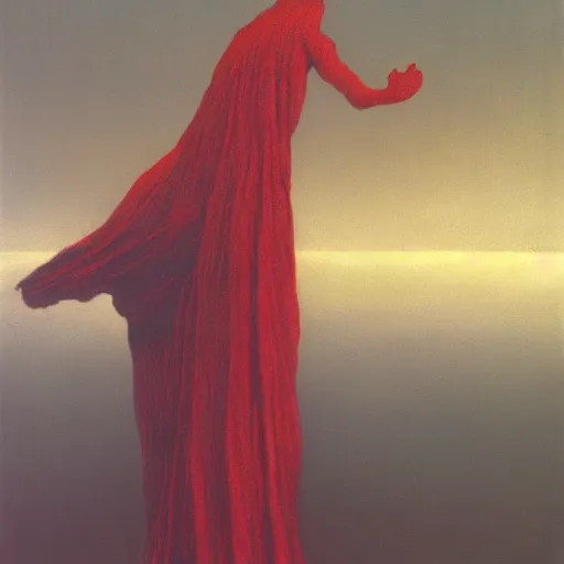 Image similar to sorcerer by Zdzisław Beksiński, oil on canvas