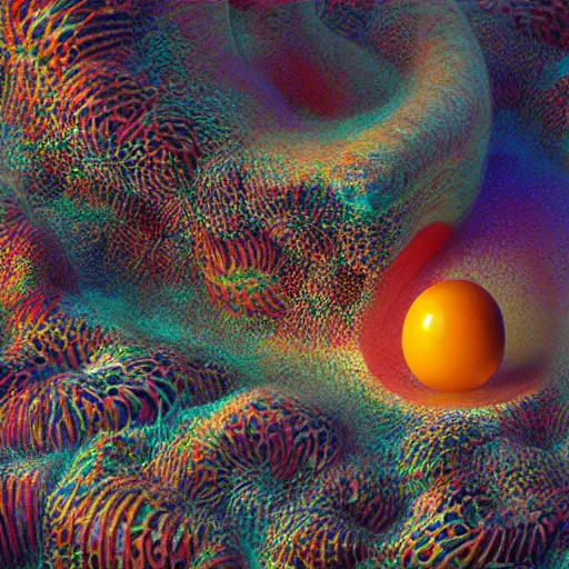 Prompt: psychedlic numerical realistic sea cone angler eggs apple spore , by Dan Witz and Mike Winkelmann and Jarosław Jaśnikowski , #macro , Global Illumination , storybook illustration