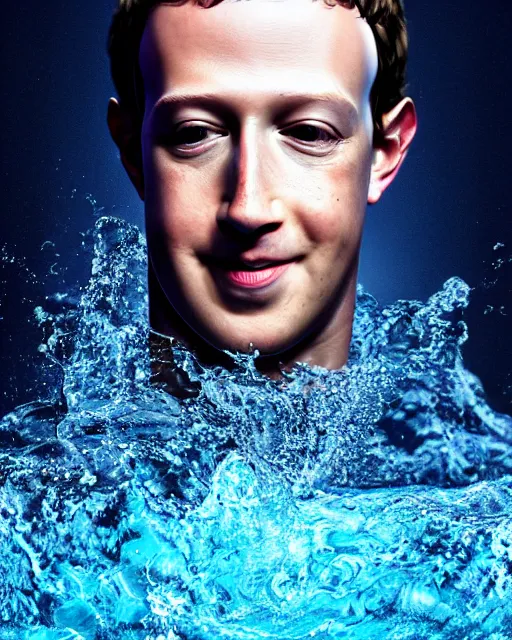 Image similar to mark zuckerberg wearing water as water made of water with the face of mark zuckberg, award winning stunning water photography, extremely detailed, artstation, 8 k, sensual lighting, incredible art, wlop, artgerm