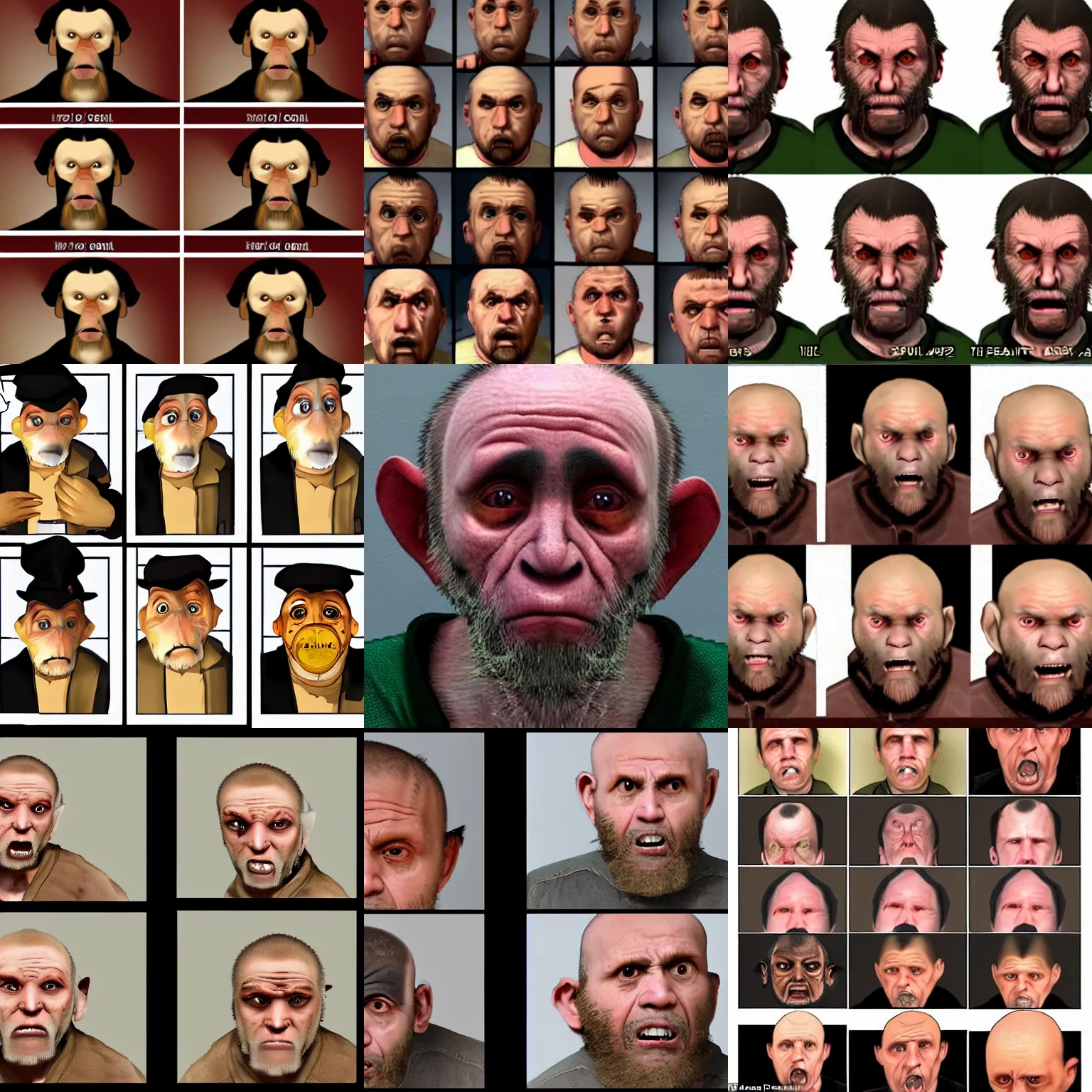 Prompt: mugshots of a clearly guilty capuchin who is afraid for his life in the style of GTA5