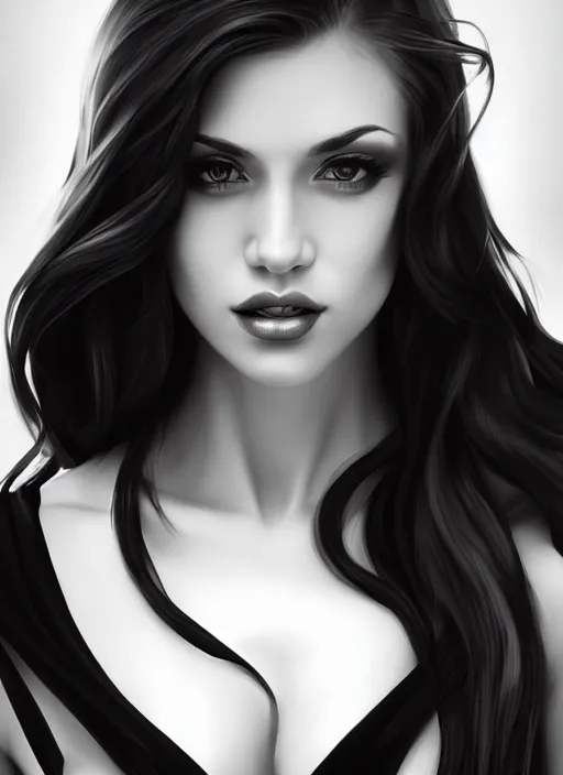 Image similar to full body portrait of a beautiful woman in black and white, photorealistic, art by diego fazio and diegoKoi and artgerm, concept art, hyper sharp focus, 8k highly detailed