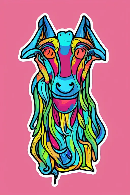 Image similar to Drug addict goat, sticker, andromorphic, colorful, illustration, highly detailed, simple, smooth and clean vector curves, no jagged lines, vector art, smooth