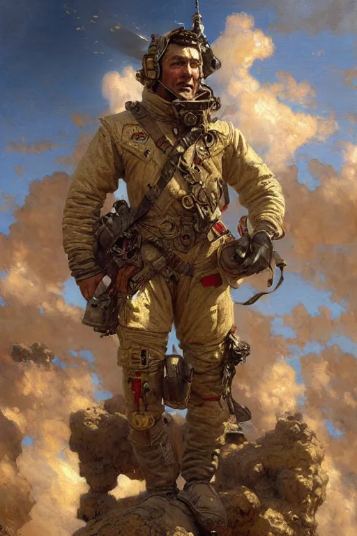 Image similar to bomber pilot, highly detailed painting by gaston bussiere, craig mullins, j. c. leyendecker 8 k
