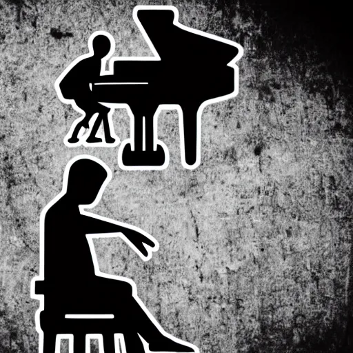 Prompt: silhouette man playing piano, occult, hidden truth, gloomy, story book for adults