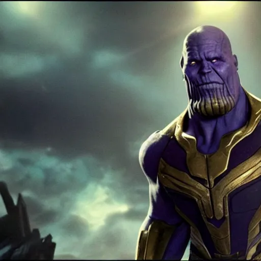 Prompt: Thanos in the backrooms, cinematic, horror