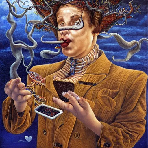 Image similar to the absurdity of the self by michael cheval, highly detailed