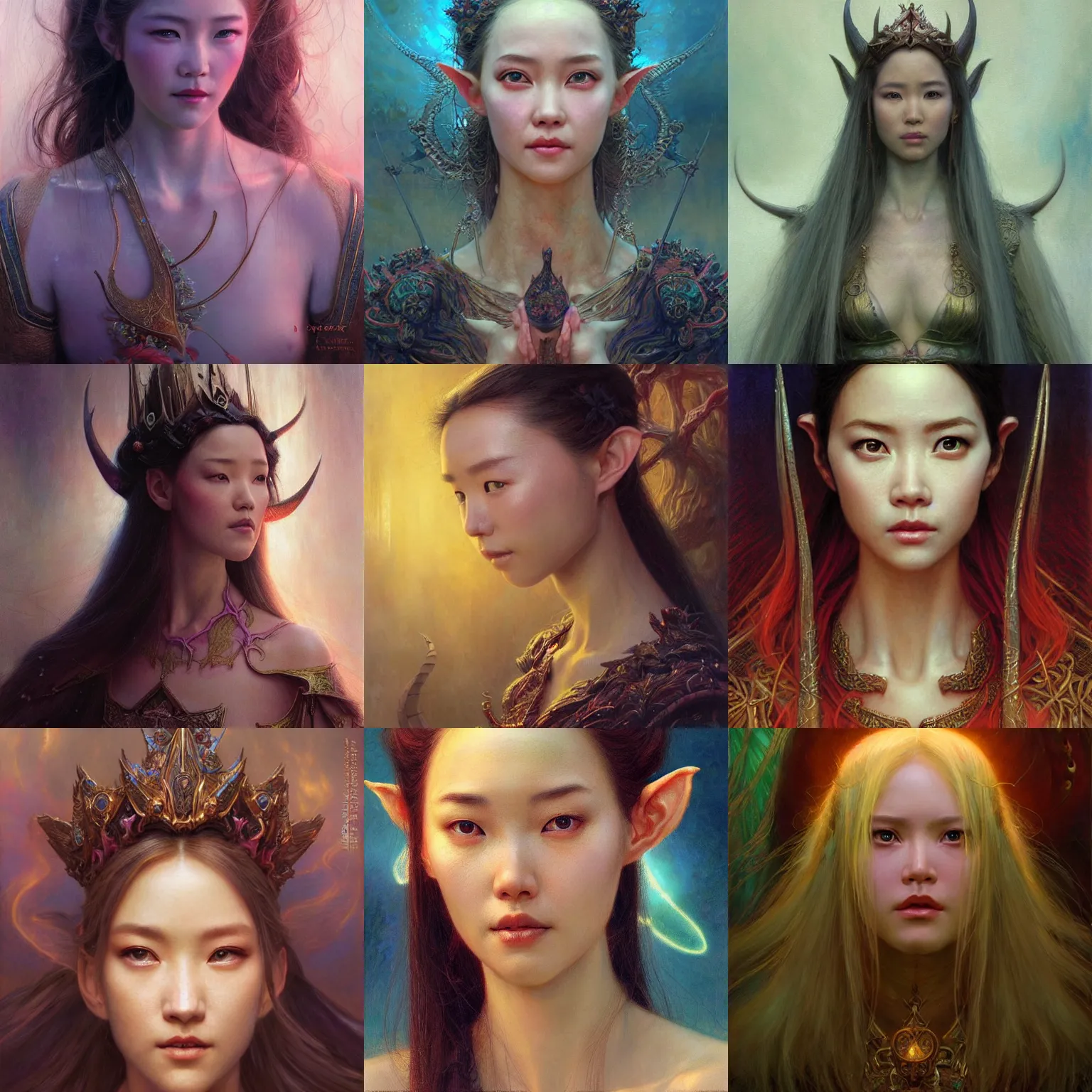 Prompt: a beautiful zhangziyi elven princess, stuning 3 d render, masterpiece, glowing aura, by donato giancola and greg rutkowski and wayne barlow and zdzisław beksinski, realistic face