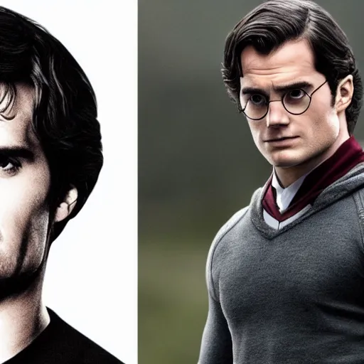 Image similar to Henry Cavill as Harry potter