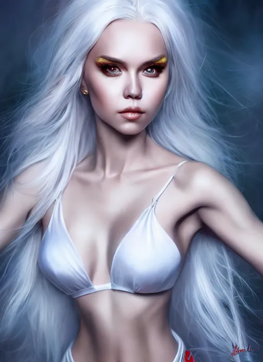 Prompt: photo of kerli koiv in the style of stefan kostic, realistic, half body shot, sharp focus, 8 k high definition, insanely detailed, intricate, elegant, art by stanley lau and artgerm, foggy backgeound