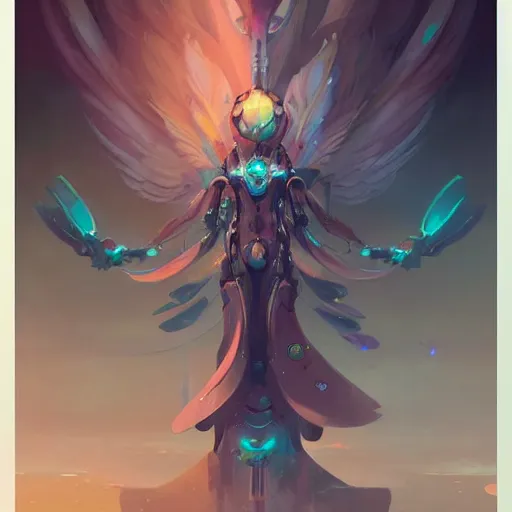 Image similar to a beautiful illustration of a robot seraphim by pete mohrbacher and guweiz and josan gonzalez, graphic novel