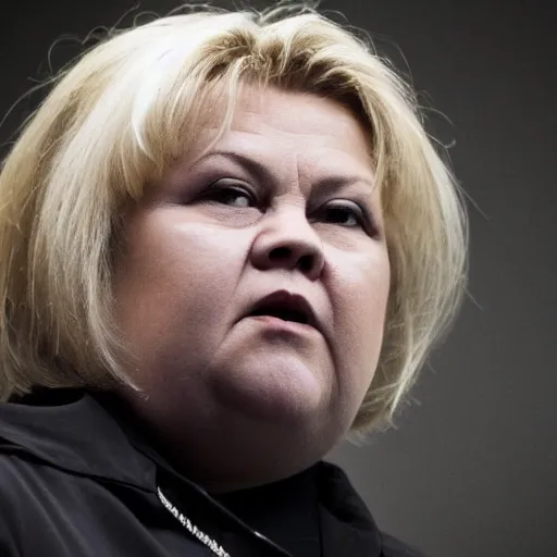 Image similar to Erna solberg in a black metal band