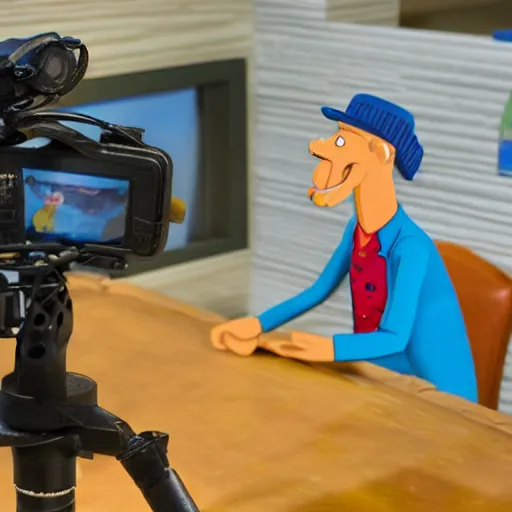 Image similar to a award winning closeup photo of a stopmotion animation filming set of bojack horseman