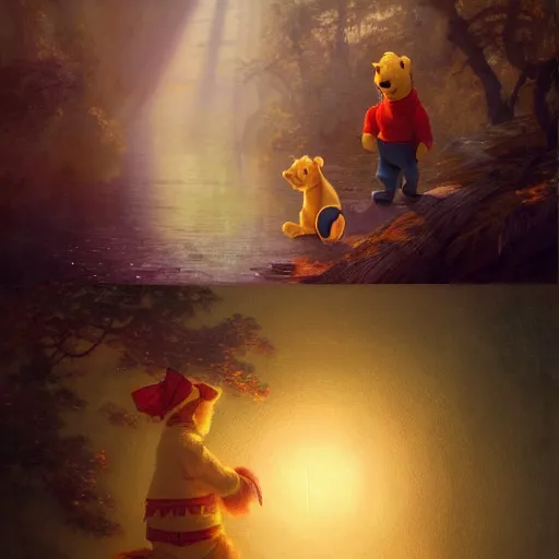 Image similar to xi pingping as winnie the pooh, radiant light, caustics, heroic, bright iridescent light, by gaston bussiere, bayard wu, greg rutkowski, maxim verehin