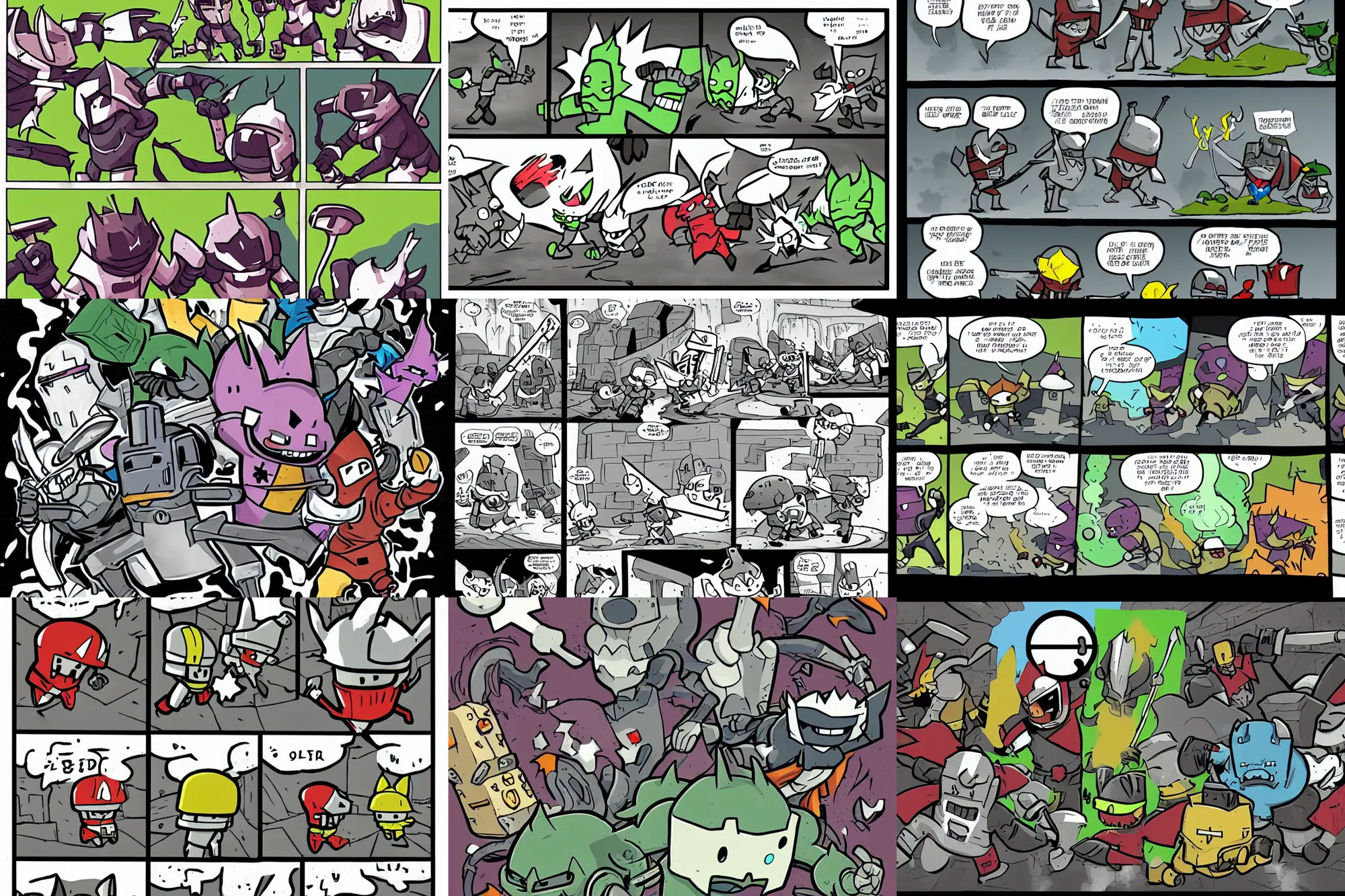 Prompt: castle crashers in a comic book art style