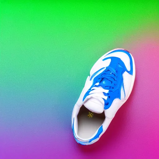 Prompt: sport sneaker in the center of the image on gradient background