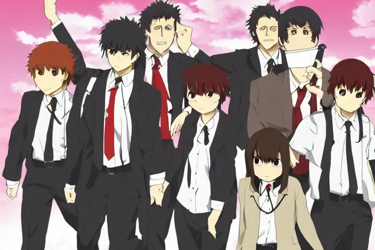 Prompt: reservoir dogs, nichijou girls, anime