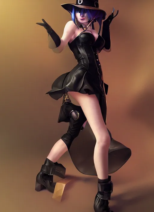 Image similar to caitlyn from league of legends, wearing black dress police hat, pearl skirt, hyper detailed, digital art, trending in artstation, cinematic lighting, studio quality, smooth render, unreal engine 5 rendered, octane rendered, art style by klimt and nixeu and ian sprigger and wlop and krenz cushart