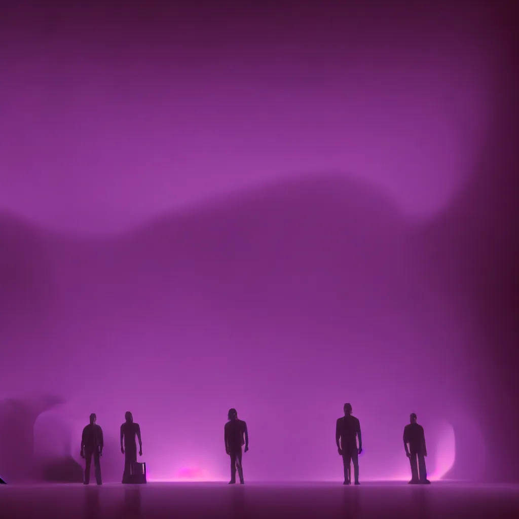 Image similar to cinestill of a giant form made of purple wax float through the living room film still from the movie directed by denis villeneuve with art direction, pouring rain menacing lights shadows, 8 k, hd, high resolution, 3 5 mm, f / 3 2, ultra realistic faces, lost highway