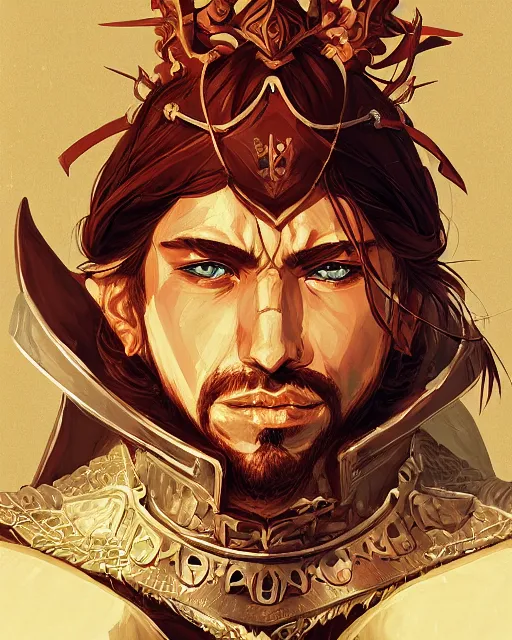 Prompt: portrait of a barbaric spanish conquistador by yoichi hakatenaka rossdraws and anato finnstark and dan mumford, symmetric, facial features, detailed, intricate, portrait, trending on artstation, masterpiece