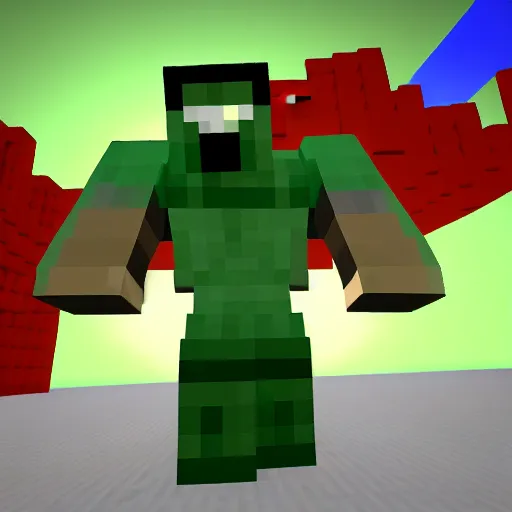 Prompt: the incredible hulk, in minecraft