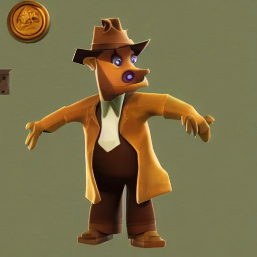 Image similar to image of a humanoid inspector badger with a brown trenchcoat as an npc in spyro the dragon video game, with low poly playstation 1 graphics, upscaled to high resolution