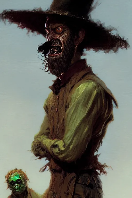 Prompt: pickle rick creepy amish, portrait dnd, painting by gaston bussiere, craig mullins, greg rutkowski, yoji shinkawa