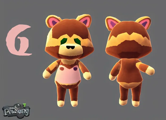 Image similar to a cute chibi werewolf animal crossing villager. animal crossing character. 3 d render, 3 d model rip, simplified, symmetry, animal crossing new horizons, hq, artgerm, arstation,