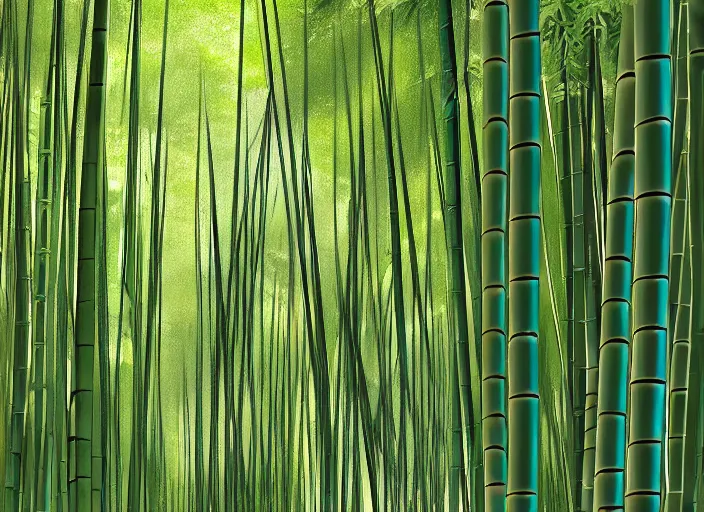 Image similar to beautiful japanese bamboo forest, sunny, extreme detail, cartoony, sketched, mid day, realistic lighting, light rays, by studio ghibli, trending on artstation, 4 k, hd