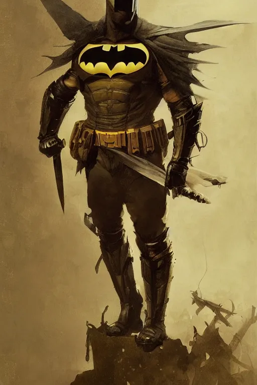 Prompt: batman, legendary warrior, heroic fighter, decorative ornaments, battle armor, by carl spitzweg, ismail inceoglu, vdragan bibin, hans thoma, greg rutkowski, alexandros pyromallis, perfect face, sharply focused, sharply detailed, centered, realistic shading