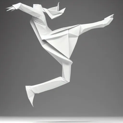 Image similar to origami dancer in white paper, 3 d render, ultra - detailed, on white background, studio shot