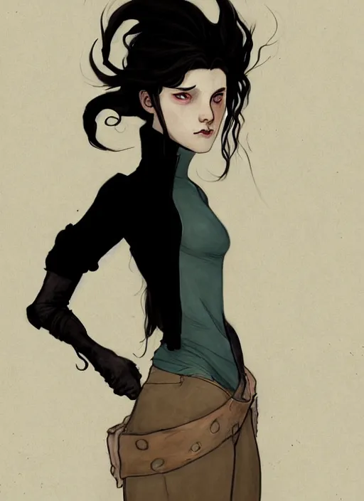 Image similar to a portrait of a pretty sewer punk young lady by abigail larson