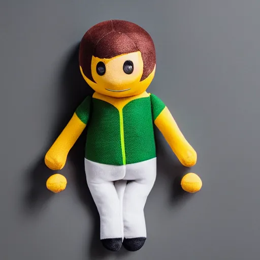 Image similar to Bolsonaro plush toy, product photography